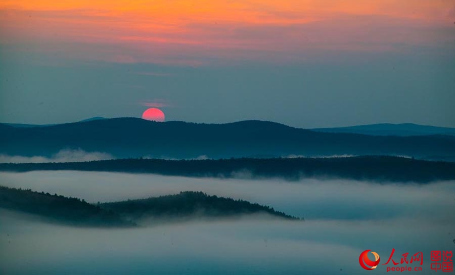 Magnificent sunrise in Greater Khingan Mountains