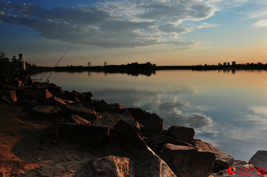 Splendid sunset glow in Songhuajiang River