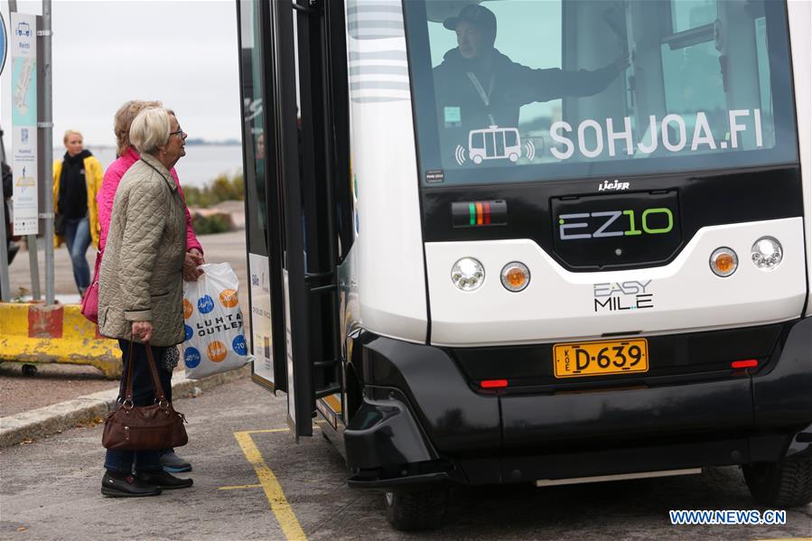 Driverless mini bus tested on open road in Helsinki