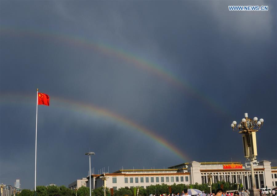 Double rainbow brightens sky over Beijing