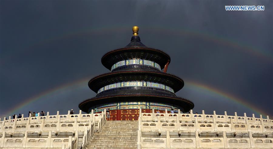 Double rainbow brightens sky over Beijing