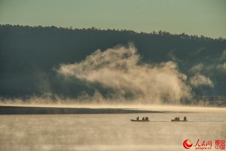 Magnificent autumn scenery of Huma River in northeast China