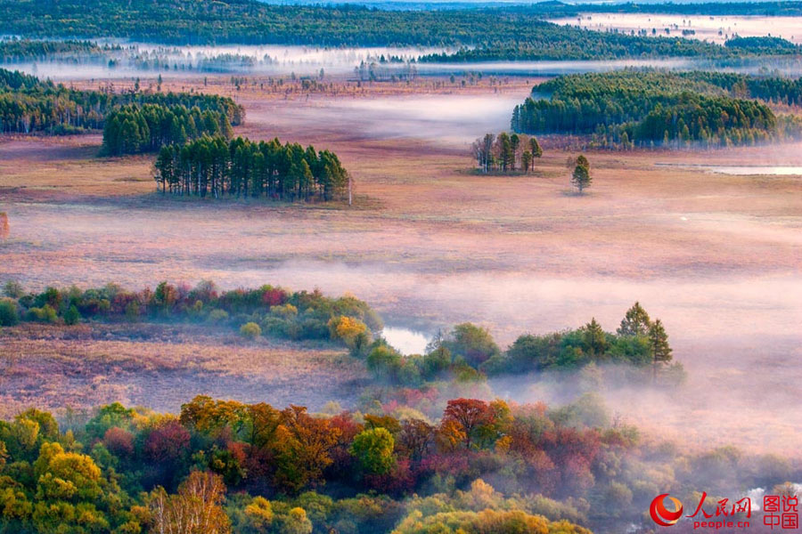 Autumn scenery of Nanwenghe Wetland