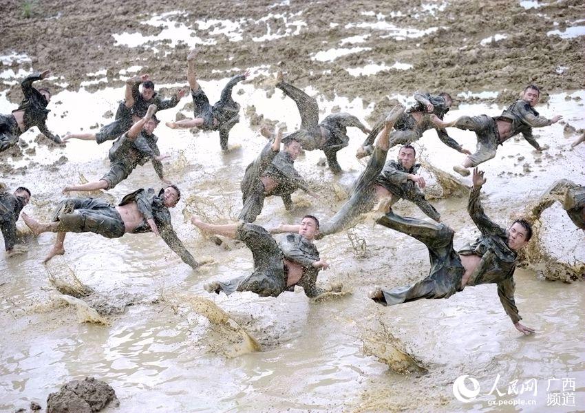 Armed police in training