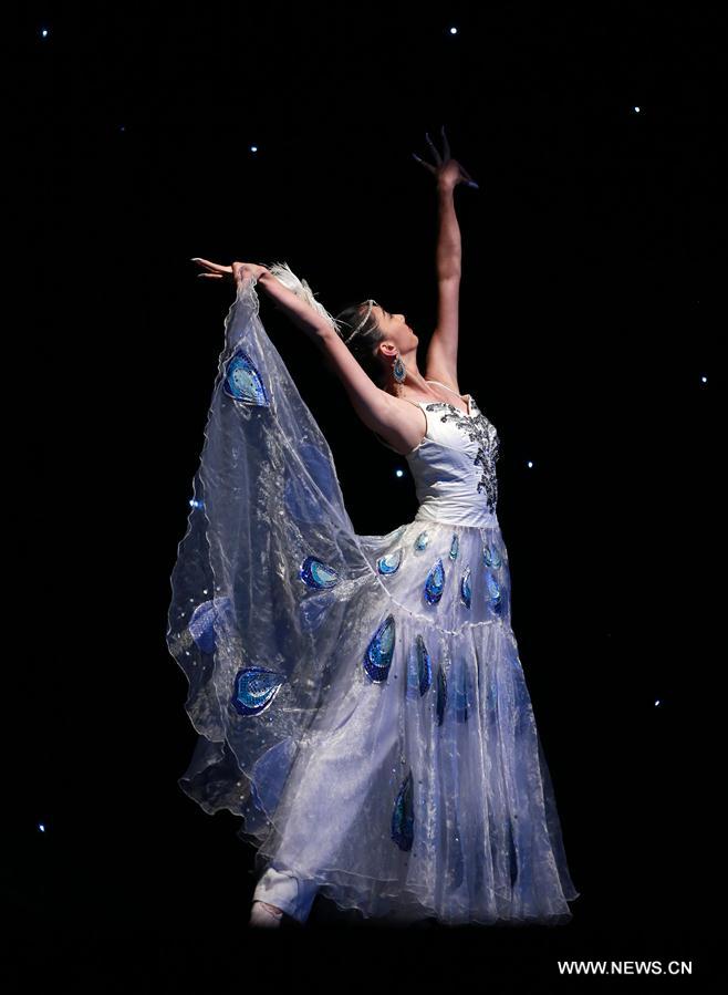 An artist from China Disabled People's Performing Art Troupe dances in 'Butterfly Lovers' during the performance of 'Chinese Dream, My Dream' in Neu Isenburg near Frankfurt, Germany, Sept. 19, 2016. (Xinhua/Luo Huanhuan) 