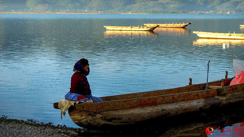 Scenery of Lugu Lake in southwestern China