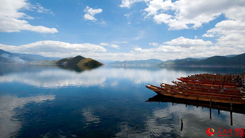 Scenery of Lugu Lake in southwestern China