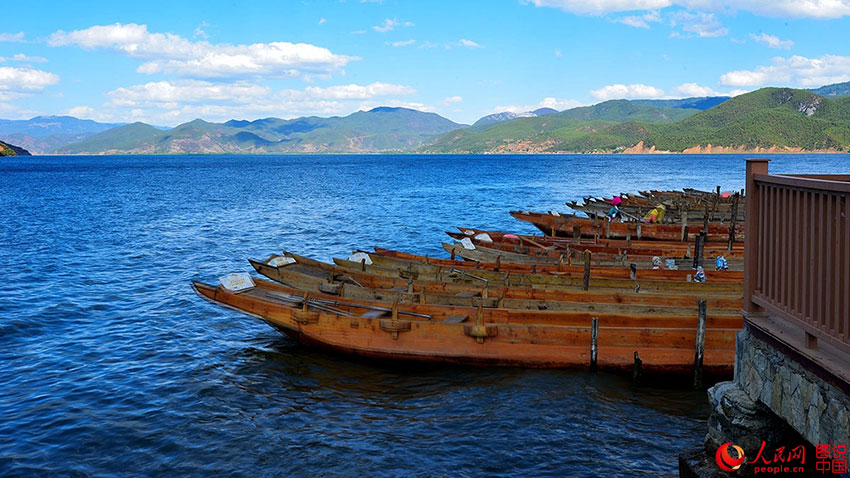 Scenery of Lugu Lake in southwestern China