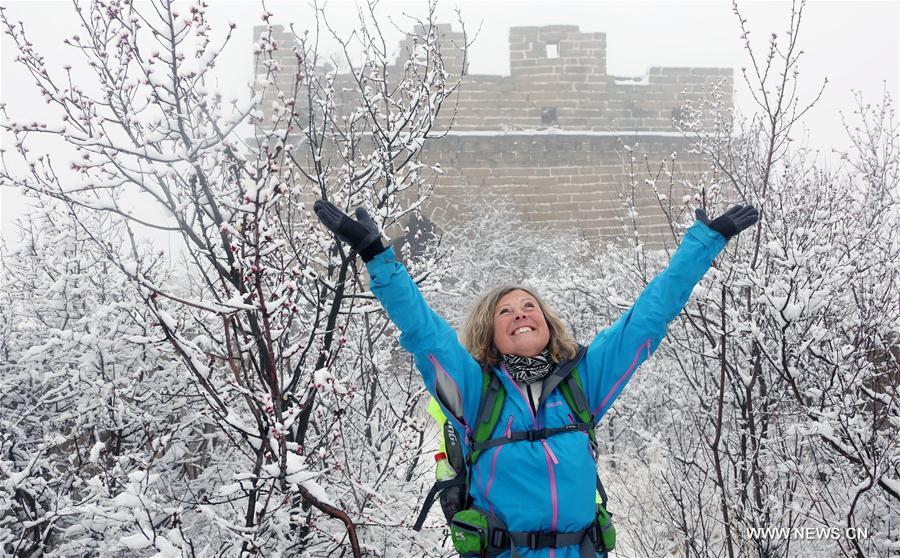 Snow scenery in suburban district of Huairou in Beijing