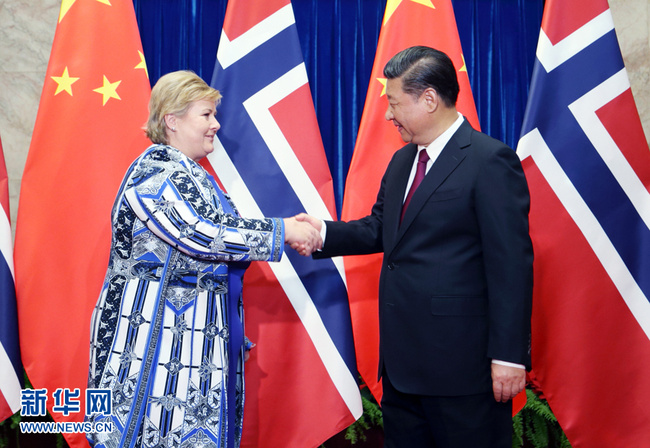 President Xi meets Norwegian PM to enhance mutual trust