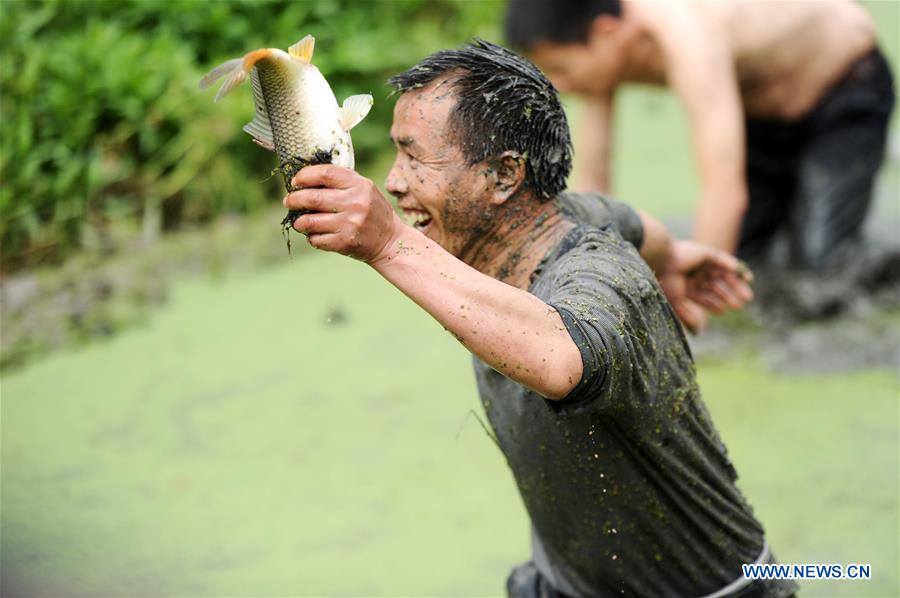 Fish-catching contest held in SW China