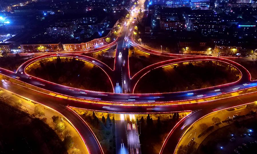 Aerial views of overpasses in north China's Tianjin