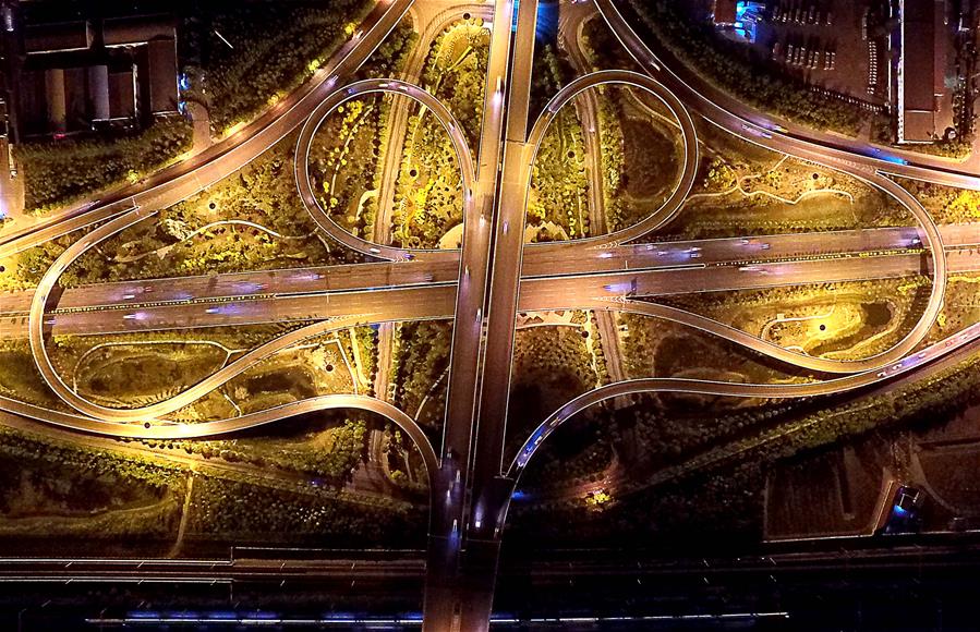 Aerial views of overpasses in north China's Tianjin