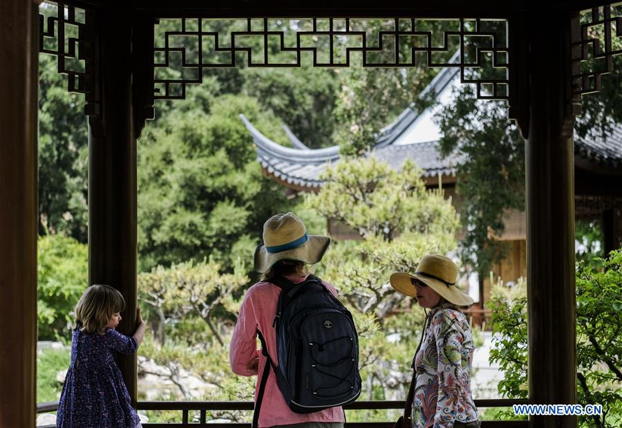 Scenery of Chinese garden Liu Fang Yuan in Los Angeles