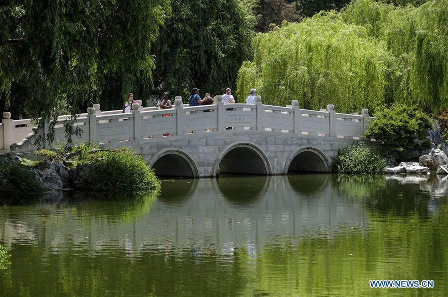 Scenery of Chinese garden Liu Fang Yuan in Los Angeles