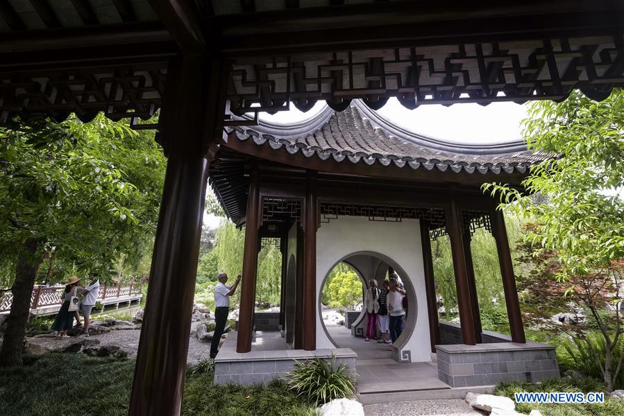 Scenery of Chinese garden Liu Fang Yuan in Los Angeles