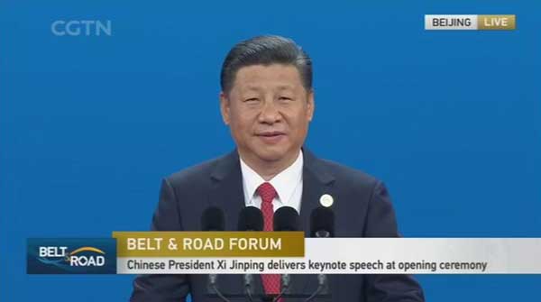Chinese President Xi Jinping gives speech at B&R Forum