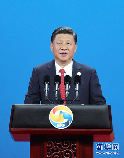 President Xi Jinping delivers a keynote speech at the opening ceremony of the Belt and Road Forum for International Cooperation in the National Convention Center in Beijing on May 14, 2017. [Photo/Xinhua]