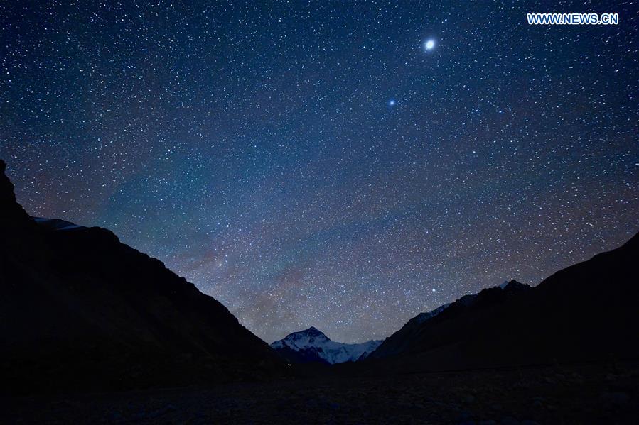 Scenery of Mt. Qomolangma on border of China, Nepal