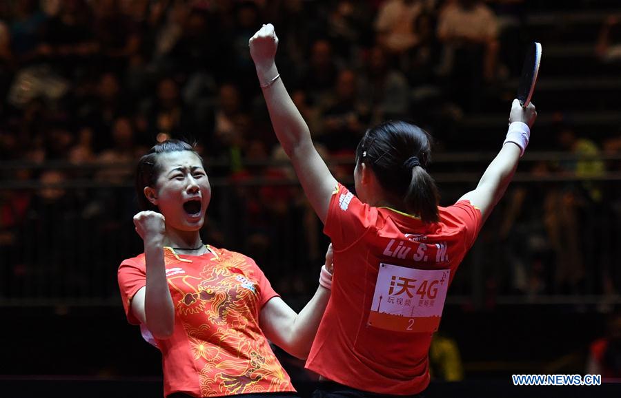 Ma Long retains men's in thrilling final, Ding Ning lands first doubles trophy