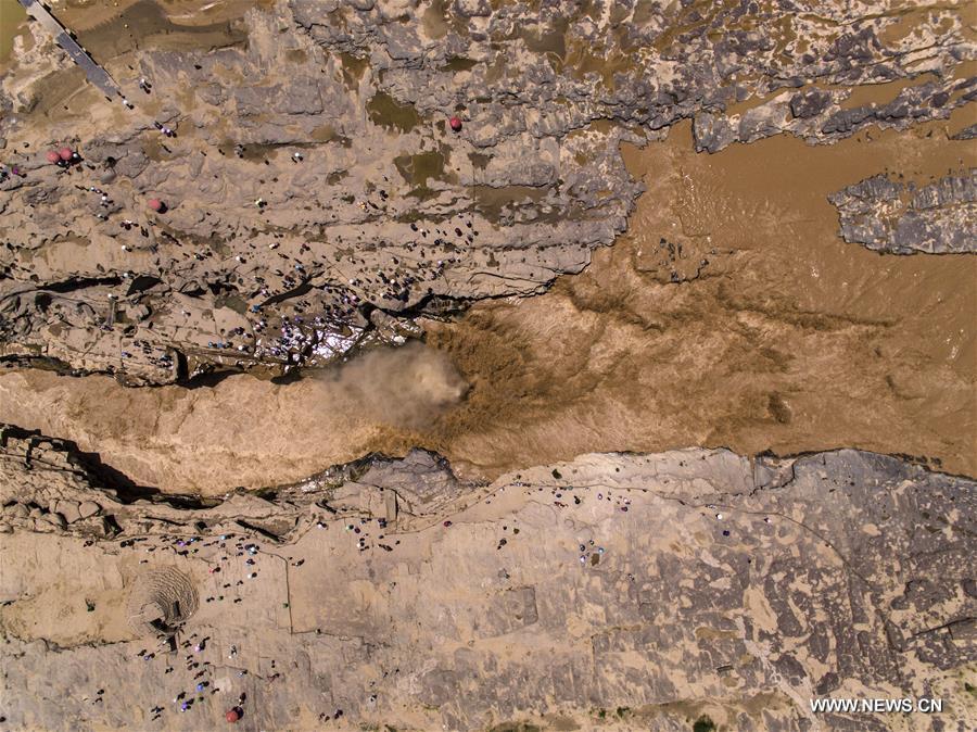 Aerial photos show Hukou Waterfall of Yellow River