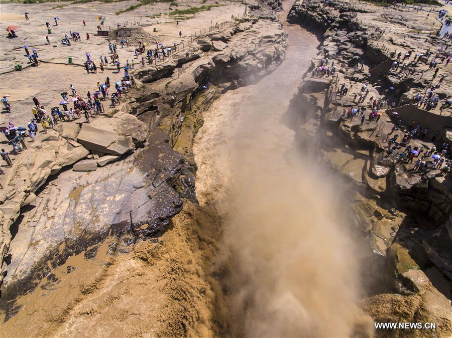 Aerial photos show Hukou Waterfall of Yellow River