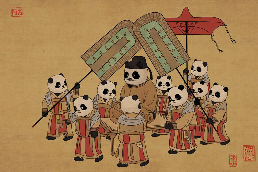 The Chinese panda shakes up famous paintings