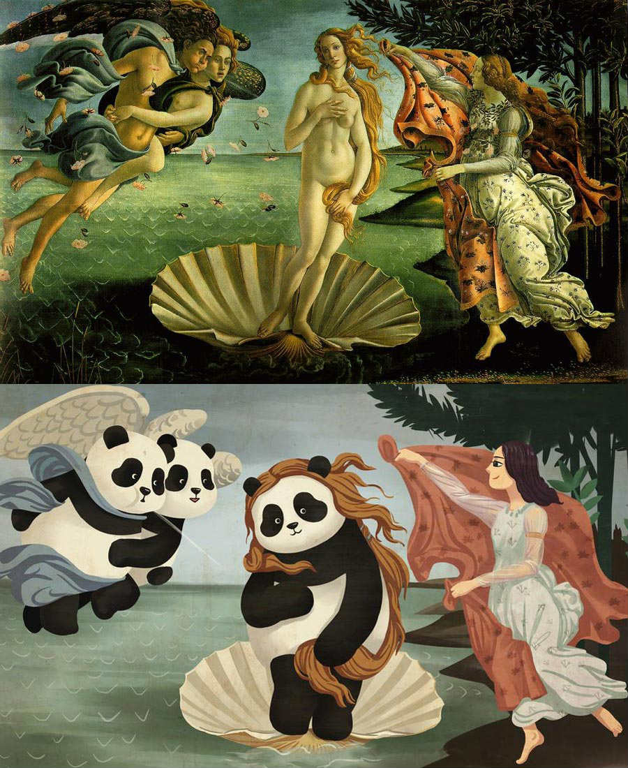 The Chinese panda shakes up famous paintings