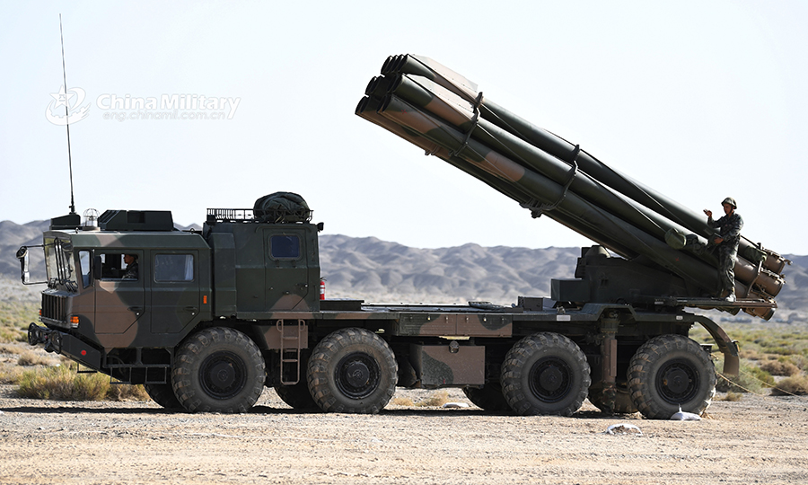 PHL-03 MLRS fires in Gobi Desert