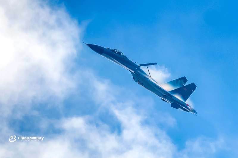 J-11B fighter jet conducts tactical maneuver