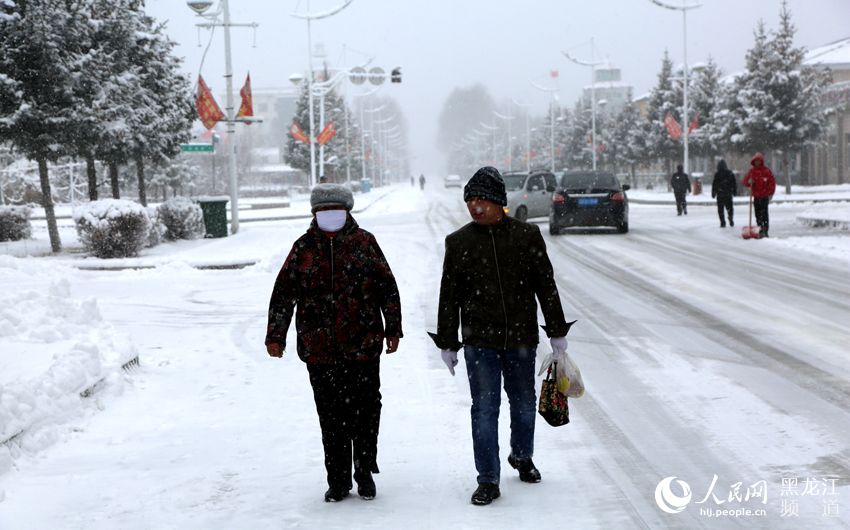 Snowfall in the coldest town in China
