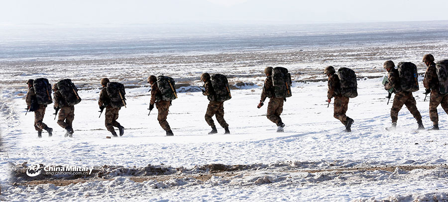 A scout runs through mock enemies' blockade