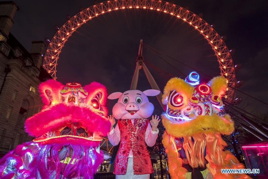 London Eye lit up in red and gold to celebrate Chinese New Year