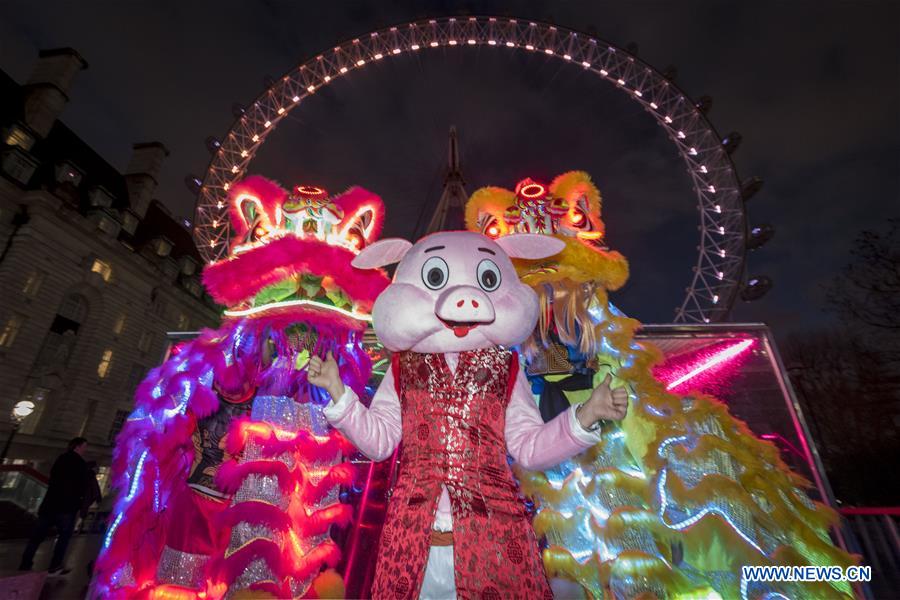 London Eye lit up in red and gold to celebrate Chinese New Year