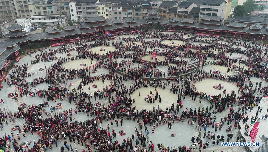 Miao people perform lusheng dance to pray for harvest in SW China