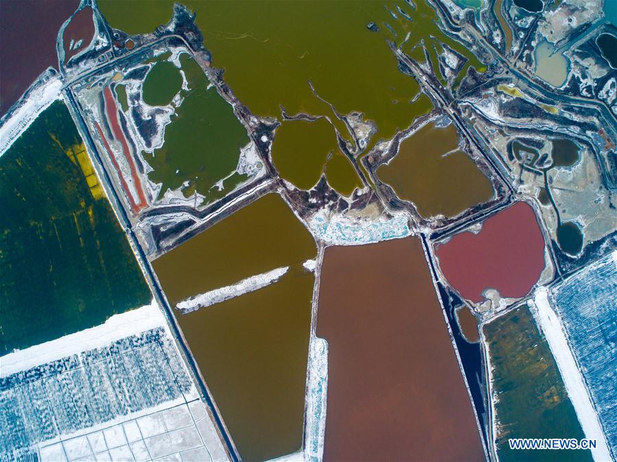 Spring scenery of Yuncheng salt lake in N China's Shanxi