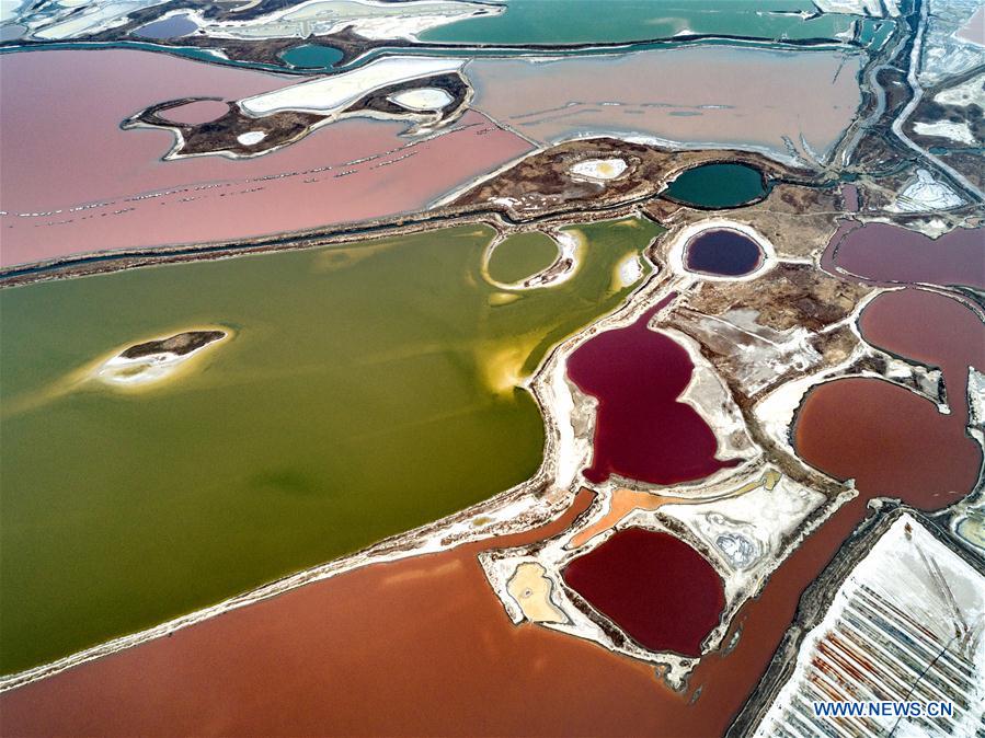 Spring scenery of Yuncheng salt lake in N China's Shanxi