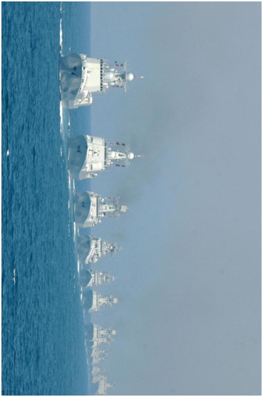The PLA Navy held its first multinational naval event in the waters of the Yellow Sea in Qingdao on April 23, 2009, to mark the 60th anniversary of the founding of the PLA Navy. It was the first time that the PLA Navy invited foreign navies to attend a naval parade. Naval delegations from 29 countries and 21 naval ships from 14 countries participated in the event.