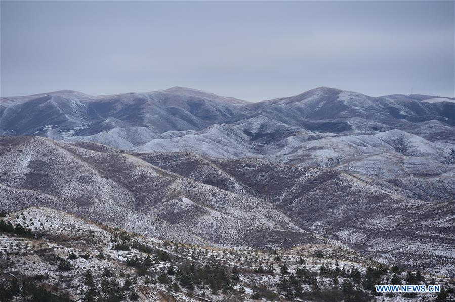 Scenery of snow-covered village houses and fields in China's Inner Mongolia