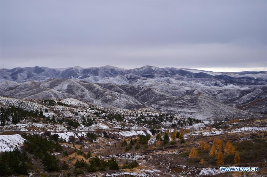 Scenery of snow-covered village houses and fields in China's Inner Mongolia