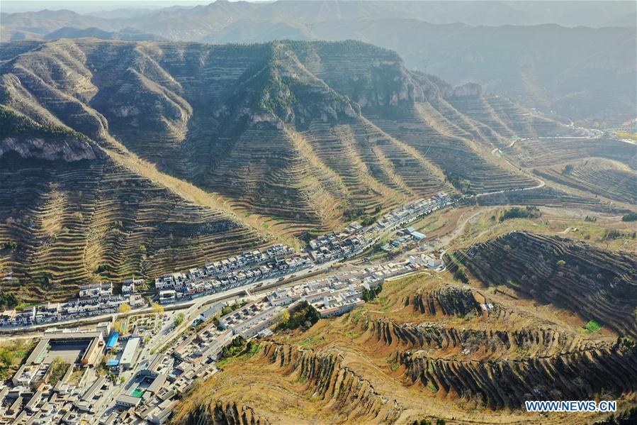 Aerial view of Shexian County in north China's Hebei