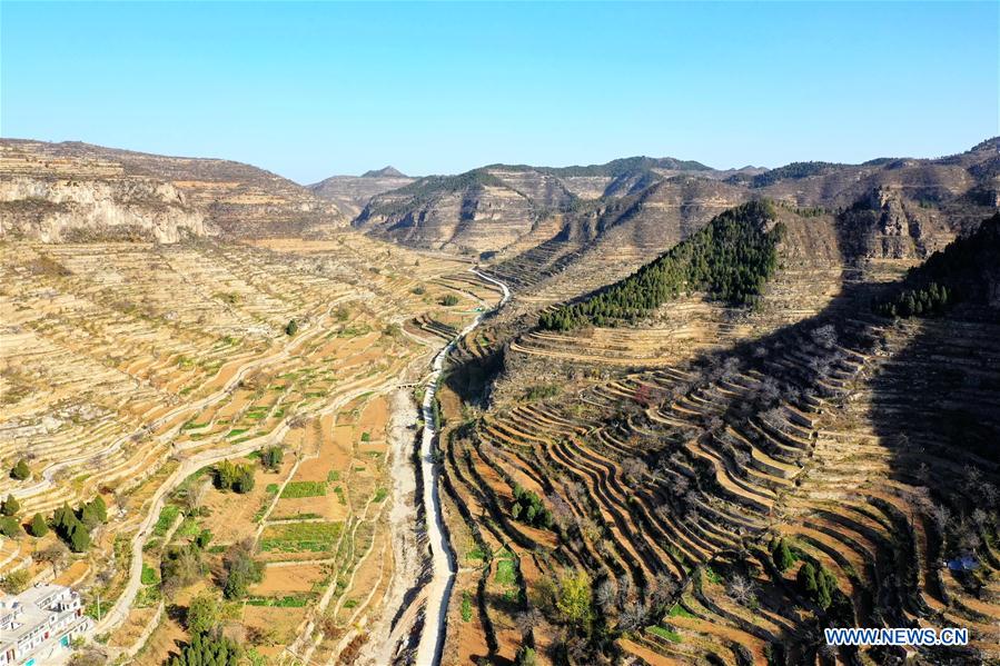 Aerial view of Shexian County in north China's Hebei