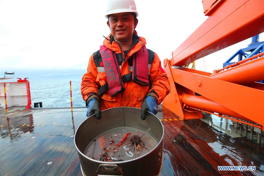 China's 36th Antarctic expedition team work on icebreaker Xuelong 2