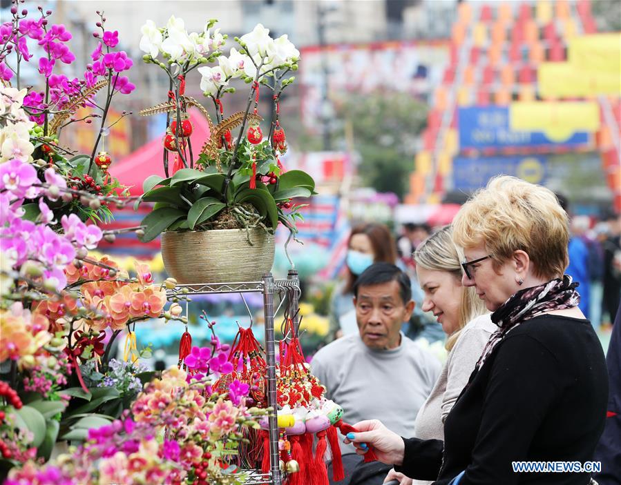 People shopping for Spring Festival in Hong Kong