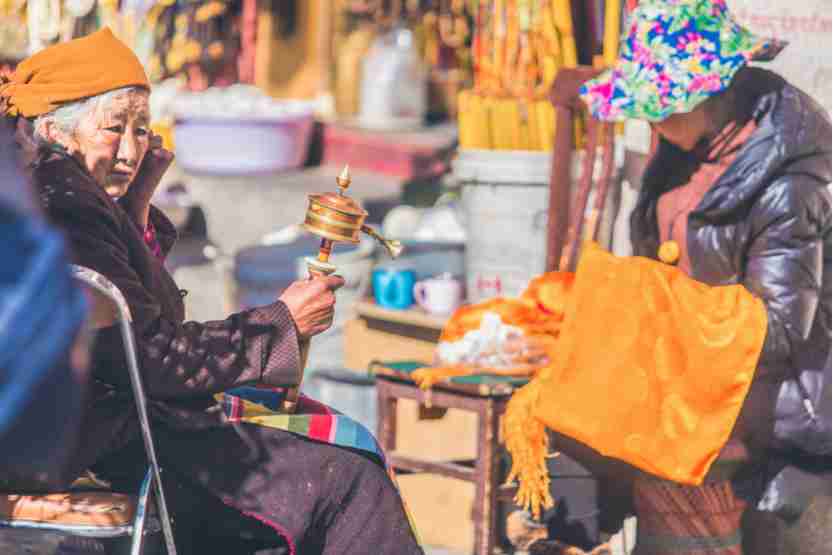 Shops on Barkhor Street of Lhasa, Tibet reopen