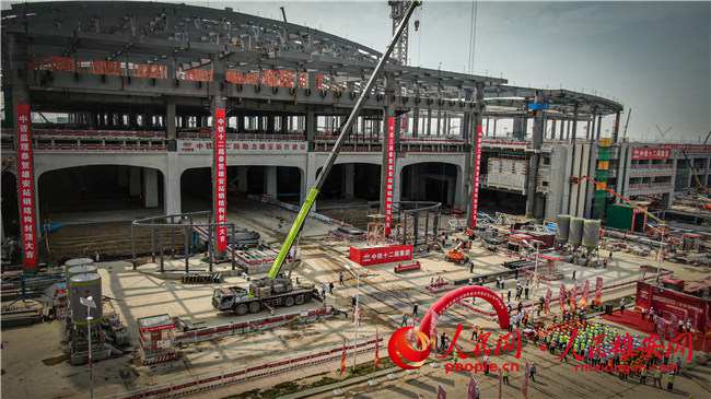 Construction of the main structure of Xiongan railway station's west section is completed. (Ren Huanhuan/China Railway 12th Bureau Group)