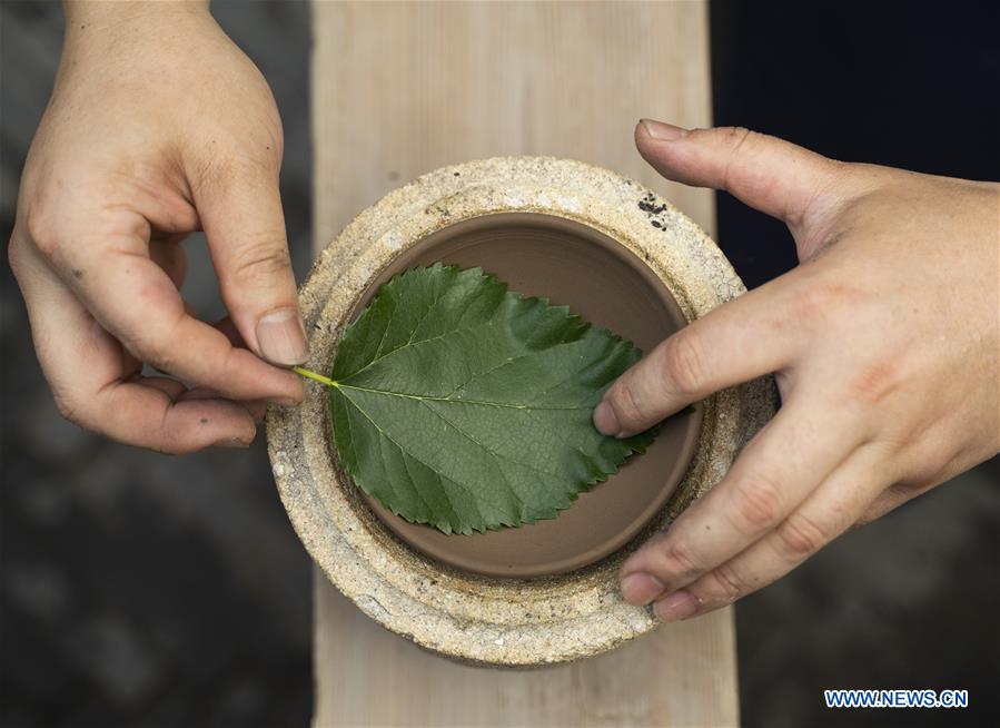 Pic story of porcelain leaf cup maker in Jiangxi