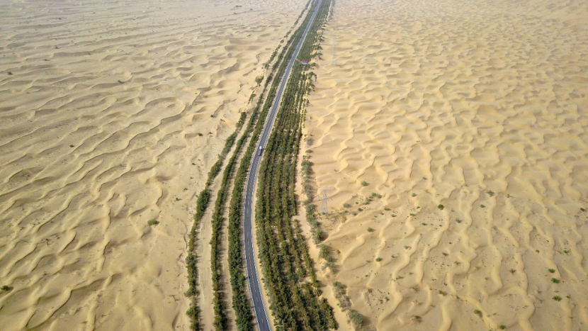 Highway in northwest China's dessert drives economy, lifts environment