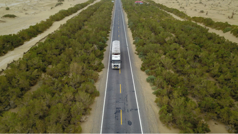 Highway in northwest China's dessert drives economy, lifts environment