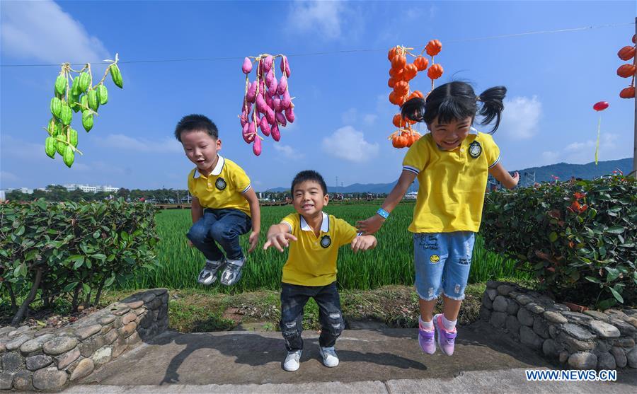 Harvest festival held to welcome China's National Day holiday in E China village